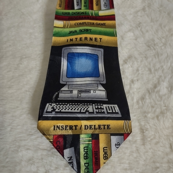 Neck Tie Retro Computer and Internet Theme "60 x 4" - Picture 6 of 6